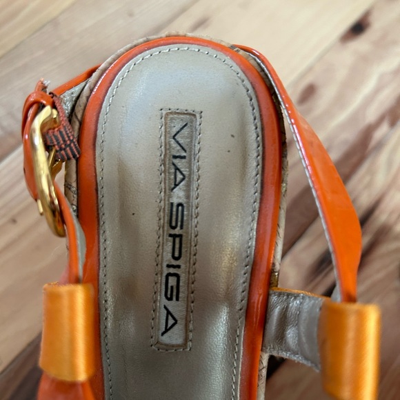 Via Spiga orange wedge sandals size 7.5 - Picture 6 of 7